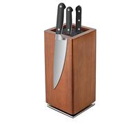 Bloc à couteaux magnétique, rotatif à 360°, en bois d'acacia, sans couteaux, support de couteaux de cuisine, support à couteaux aimanté, porte-couteaux des deux côtés, grand, marron