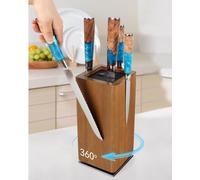 Bloc à couteaux Magnétique Rotation 360 degrés Bois Universel pour comptoir de cuisine
