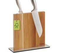 Bloc à couteaux magnétique sans couteaux - Aimant puissant des deux côtés - Porte-couteaux en bois d'acacia- Antidérapant et peu encombrant