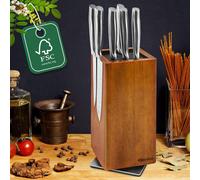 Bloc à couteaux magnétique sans couteaux pivotant à 360° Porte-couteaux magnétique en bois d'acacia Blocs à couteaux de haute qualité Organisateur de couteaux de cuisine