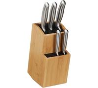 Bloc à couteaux sans lames - En bambou - Universel - Cuisine - Récipient à couteaux avec brosse - 25,5 x 11,5 x 18 cm - Naturel