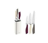Bloc à couteaux WMF ElementsJoy avec jeu de 4 pièces, 3 couteaux, en plastique, lame acier spécial, insert brosse plastique.