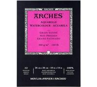 Arches- Bloc Enc 26x36 12H Aquarelle 100% Satin 300g Nat, A1795098, Blanc Naturel