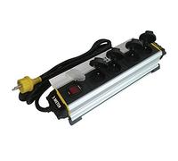 Bloc Chantier Aluminium Extrudé 4 Prises 16 T avec clapets, IP44. Câble HO7RN-F 3G1, 5mm², Longueur 3M. Pince renforcée Aluminium. Interrupteur avec Protection Contre Les Surtensions