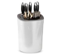 Bloc Couteaux Cuisine Blanc, Rotation à 360 Degrés Universel Porte Couteaux de Cuisine 15x15x20CM Détachable Range Couteau de Cuisines pour Rangement Ustensiles