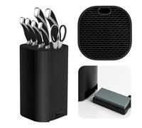 Bloc Couteaux Cuisine, Porte Couteaux de Cuisine avec Aiguiseur Couteaux, Universel Amovible Carré Range Couteau avec Fentes, Support Couteau pour Nettoyage Facile