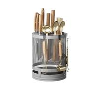 Bloc Couteaux Cuisine Vide, Bloc À Couteaux Rotatif, Organisateur De Cuisine Multifonctionnel Durable et élégant(Gray)