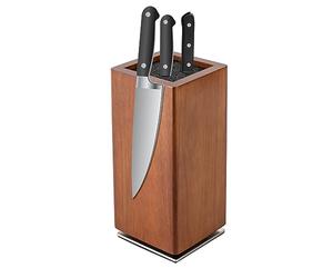 Bloc Couteaux Magnétique, Rotatif 360° Double Face | bois d’acacia massif 15 mm, insert pp amovible, base antidérapante, rotation fluide, 11×11×24,6 cm, cuisine organisée
