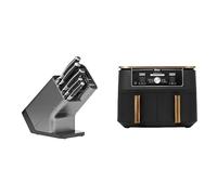 Bloc-couteaux Ninja Foodi StaySharp avec Affûteur, 6 Pièces Aiguisés, Acier Inoxydable, K32006EU + Ninja Foodi MAX Dual Zone Air Fryer, 2 Tiroirs, 9,5L, 6-en-1, Exclusivité Amazon AF400EUCP