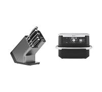 Bloc-couteaux Ninja Foodi StaySharp avec Affûteur, 6 Pièces Aiguisés, Acier Inoxydable, K32006EU + Ninja Foodi FlexDrawer Air Fryer, Dual Zone Avec Séparateur Amovible, Grand Tiroir de 10.4 L, AF500EU