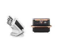 Bloc-couteaux Ninja Foodi StaySharp avec Affûteur, 6 Pièces Aiguisés, Acier Inoxydable, K62006EUWH + Ninja Foodi FlexDrawer Air Fryer, Dual Zone Séparateur Amovible, Grand Tiroir 10.4 L, AF500EUCP