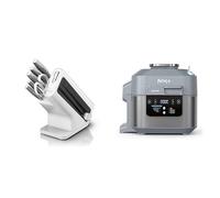 Bloc-couteaux Ninja Foodi StaySharp avec Affûteur, 6 Pièces Aiguisés, Acier Inoxydable, K62006EUWH + Ninja Speedi 10-en-1 Cuiseur rapide, Air Fryer, Multicuiseur, Repas pour 4 en 15 minutes, ON400EU