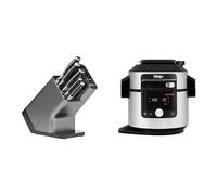 Bloc-couteaux Ninja Foodi StaySharp avec Affûteur, 6 Pièces Aiguisés, en Acier Inoxydable, K32006EU + Multicuiseur Ninja Foodi MAX Air Fryer, Smart Lid, 14 fonctions de cuisson en 1, 7.5L, OL750EU