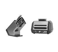 Bloc-couteaux Ninja Foodi StaySharp avec Affûteur, 6 Pièces Aiguisés, en Acier Inoxydable, K32006EU + Ninja Foodi MAX PRO Grill, Plancha et Friteuse à air avec sonde de cuisson numérique, AG651EU