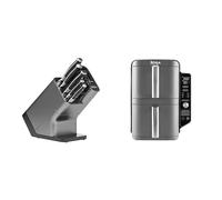 Bloc-couteaux Ninja Foodi StaySharp avec Affûteur, 6 Pièces Aiguisés, en Acier Inoxydable, K32006EU + Ninja Double Stack XL Friteuse sans huile, friteuse verticale à 2 tiroirs, SL400EU