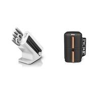 Bloc-couteaux Ninja Foodi StaySharp avec Affûteur, 6 Pièces Aiguisés, en Acier Inoxydable, K62006EUWH + Ninja Double Stack XL Air Fryer, Friteuse sans huile Verticale Double Tiroir, SL400EUCP
