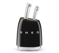 Smeg - Bloc de 6 couteaux KBSF02BL - Lames inox, corps acier, fente bois d'acacia - Noir brillant