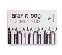 Clairefontaine 96670C Bloc Agrafé GraF'it - 80 Feuilles Papier Dessin Croquis Uni - Feuilles Détachables - A5 14,8x21 cm 90g - Couverture Blanche