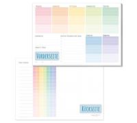 Bloc d'agenda hebdomadaire paper&you format A5 « Rainbow » | 50 pages avec bloc-notes au verso, avec liste de tâches et suivi des habitudes