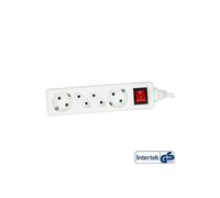 Bloc d'alimentation 4 ports 2x Type F allemand + 2x Euro avec interrupteur et sécurité enfant blanc 1,5 m