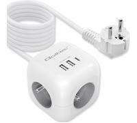 Bloc d'alimentation 6 en 1 Qoltec avec interrupteur lumineux | 3 prises CA | 2 p