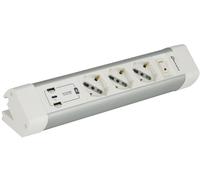 Bloc d'alimentation Electraline 6 personnes 3 Schuko 2 broches + 2 USB-A + 1 USB