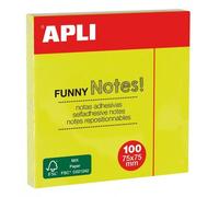 Bloc De 100 Feuilles De Notes Adhésives - Couleur Jaune Fluo - 75x75mm