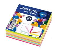 Bloc De 225 Notes Adhésives Repositionnables Carré 75x75mm 9 Couleurs Néon