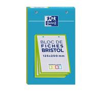 OXFORD Lot de 10 Blocs de 30 fiches bristol 125X200 perforées Q5/5 vert