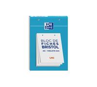 Oxford Fiches Bristol perforées 14,8 x 21 cm uni blanc - Bloc de 30