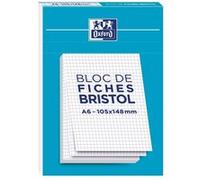 Fiche bristol non perforées A6 5 x 5 blanc Oxford - Bloc de 30