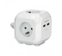 Bloc de 4 prises 2P+T avec 2 ports USB - câble 1,4 m - Kubiq SYNERCIA