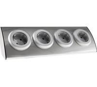 bloc de 4 prises en acier inoxydable 90° pour montage en angle ou en saillie