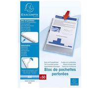 Bloc De 50 Pochettes Perforées En Plastique Transparentes Lisses A4 Exacompta