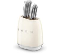 Smeg Bloc de couteaux KBSF02CR – 6 couteaux lames multi-usages en acier inoxydable, Crème brillant