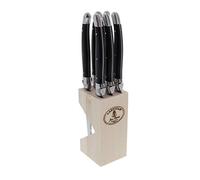 Bloc de 6 couteaux steak Jean Dubost Laguiole® manches en ABS noir | Origine France Garantie