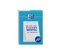 Oxford Fiches bristol A5 14,8 x 21 cm petits carreaux 5x5 blanc perforées Bloc de 60