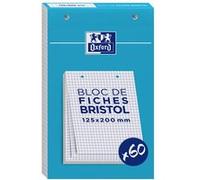 Fiche bristol non perforées 5 x 5 blanc Oxford - Bloc de 60