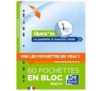 Oxford – Pochette perforée Quick'in A4 polypropylène 5/100e – Bloc de 60
