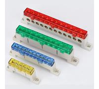 Bloc de bornes de distribution sans fil 3/4/5/6/7/10 trous, barre omnibus de type pont en cuivre, anti-poussière, avec couvercle 6Pin-blue