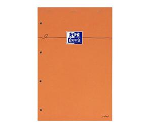 Bloc de bureau Oxford 21 x 31,5 cm agrafé orange perforé - ligné 8 mm - 80 feuilles