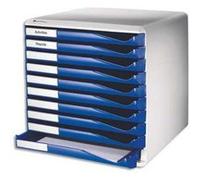 Bloc de classement 10 tiroirs - Structure grise/Tiroirs bleus - L28,7 x H29 x P35,5cm G