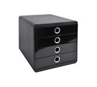 Exacompta Module de classement Pop-Box 4 tiroirs Glossy Noir/argent 314438D