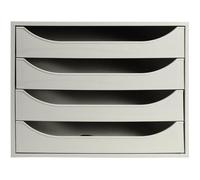 Bloc de classement à tiroirs - Exacompta - Ecobox Classic A4+ - 4 tiroirs - Gris - Tiroirs ouverts