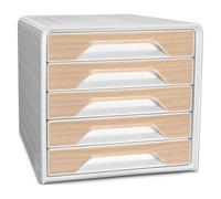 Bloc de classement Smoove Silva, 5 tiroirs 24x32 fermés, coloris blanc/hêtre