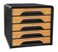Bloc de classement Smoove Silva, 5 tiroirs 24x32 fermés, coloris noir/bambou