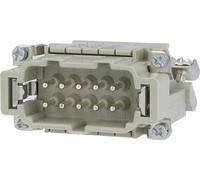 Bloc de connexion HARTING Han 10E, insert à broches (M), "côté droit", raccordement par vis, 10 pôles + PE, 500V, 16A - 1 pièce