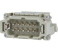 Bloc de connexion HARTING Han 10E, insert à broches (M), "gauche", raccordement par vis, 10 pôles + PE, 500V, 16A - 1 pièce