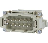 Bloc de connexion HARTING Han 10E, insert à broches (M), "gauche", raccordement par vis, 10 pôles + PE, 500V, 16A - 1 pièce