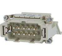 Bloc de connexion HARTING Han 10ES, insert à broches (M), "gauche", connecteur à ressort pour cage à ressort, 10 pôles + PE, 500V, 16A - 1 pièce